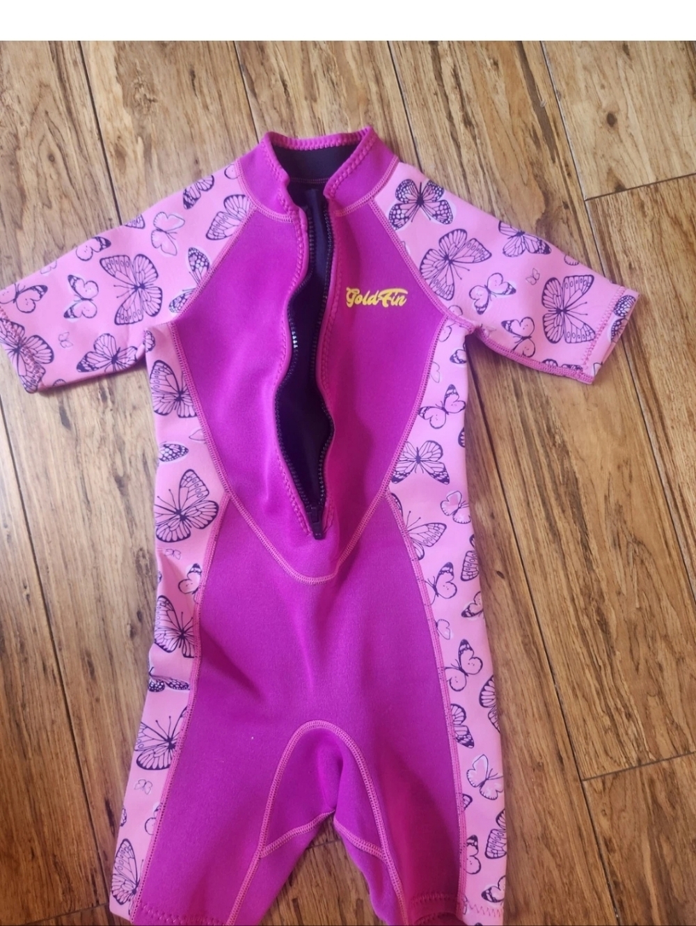 Goldfin Wetsuit, Pink w. Butterflies, 6T